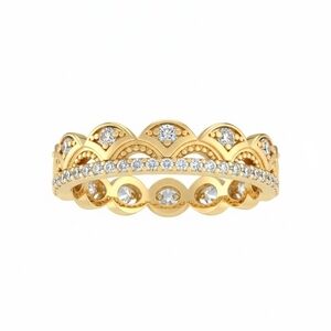 Gold Crystal Scalloped Eternity Ring